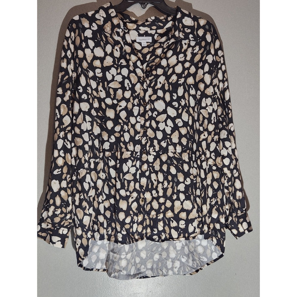 Westbound  Leopard‎ Print Button Down Shirt Size  Large